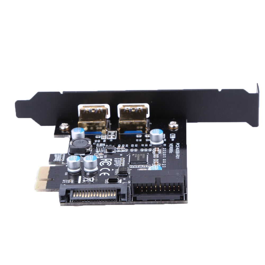 PCI-E to USB 3.0 2 Port PCI Express Expansion Riser Card 19-Pin Power Connector for Desktops Super Speed Up to 5Gbps - ebowsos