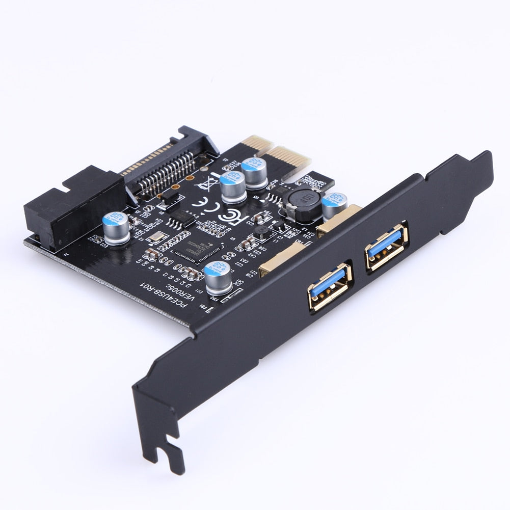 PCI-E to USB 3.0 2 Port PCI Express Expansion Riser Card 19-Pin Power Connector for Desktops Super Speed Up to 5Gbps - ebowsos