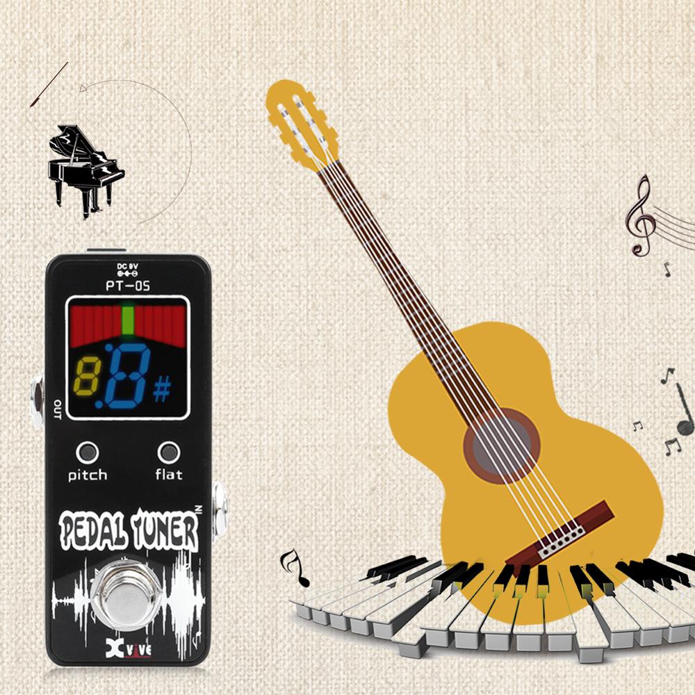 PT-06 Mini Pocket Chromatic Tuner B0-B6 Effect Pedal Black for Guitar Bass Violin Ukulele Line-in and Mic Detection-ebowsos