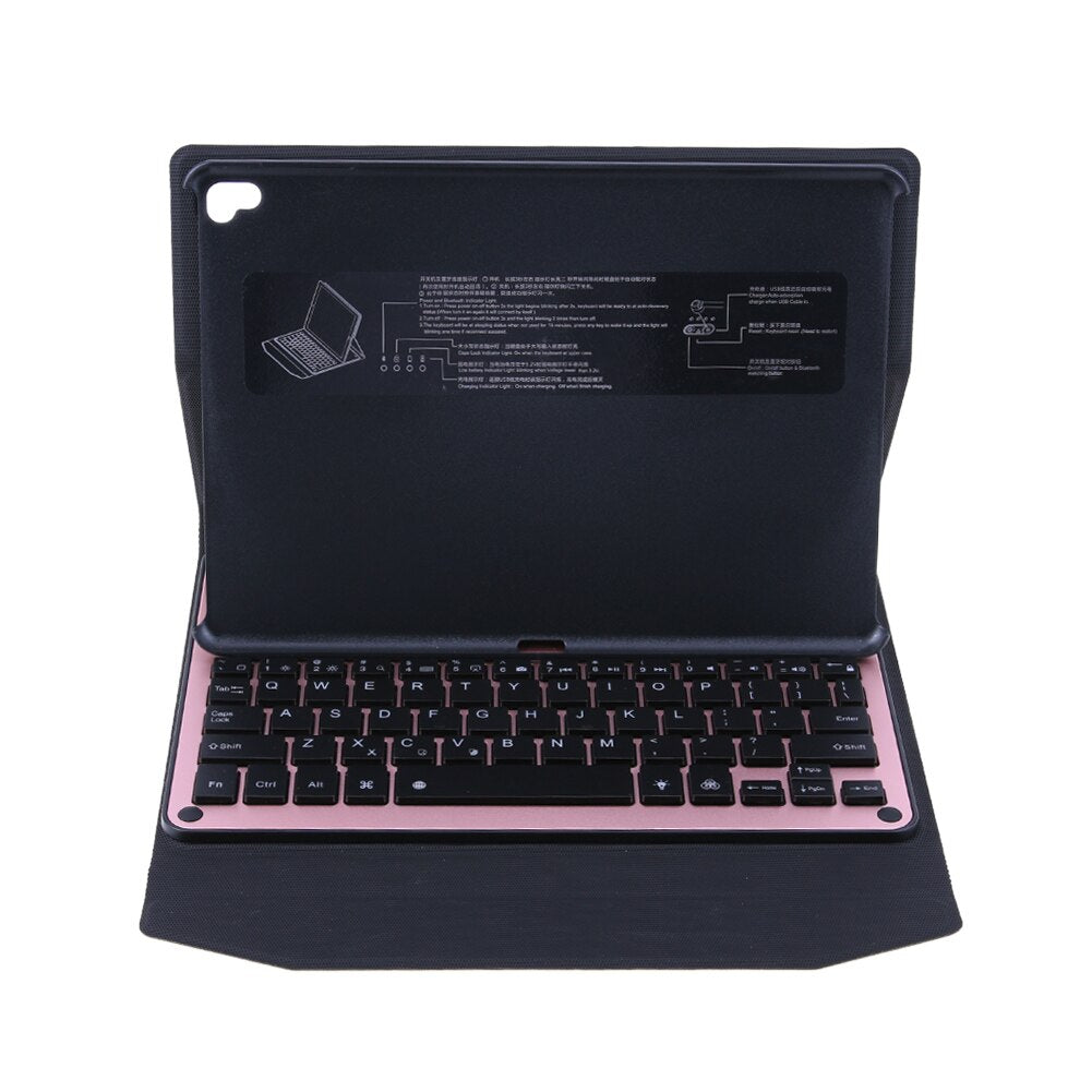 PU Leather Case Wireless Blutooth Keyboards Case w/ 7Colors Blacklit Black Light for iPad Air Air2 Pro  9.7'' Keyboard Case - ebowsos