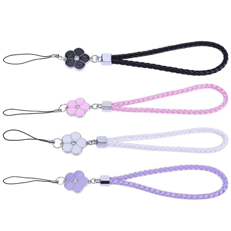PU Leather Mobile Phone Straps Rhinestone Beaded Smart Phone Key Holder Ring Lanyard Smart Phone Accessory Cord Phone Hand Rope - ebowsos