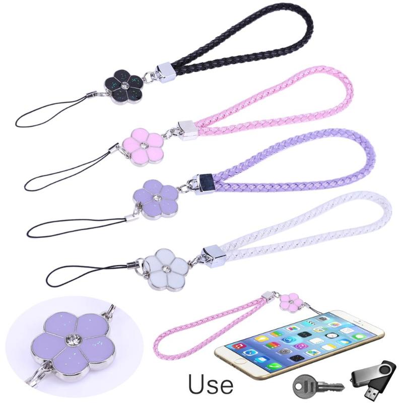 PU Leather Mobile Phone Straps Rhinestone Beaded Smart Phone Key Holder Ring Lanyard Smart Phone Accessory Cord Phone Hand Rope - ebowsos