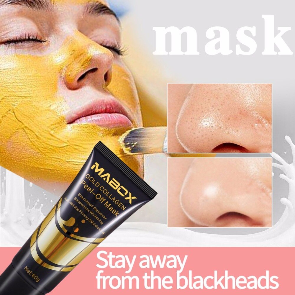 Peel-Off Face Mask Facial Blackhead Remover Tightening Firming Skin Care Moisturizing Face Masks gold collagen Bamboo charcoal - ebowsos