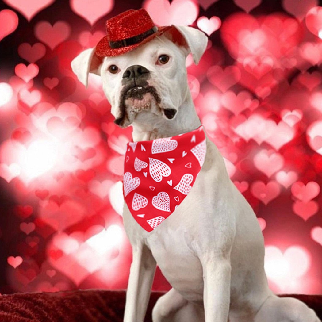 Pet Bandana Heart Letter Printing Dog Bandana Bib Pet Bib For Valentine's Day Cat Dog Clothing Accessories Pet Supplies-ebowsos