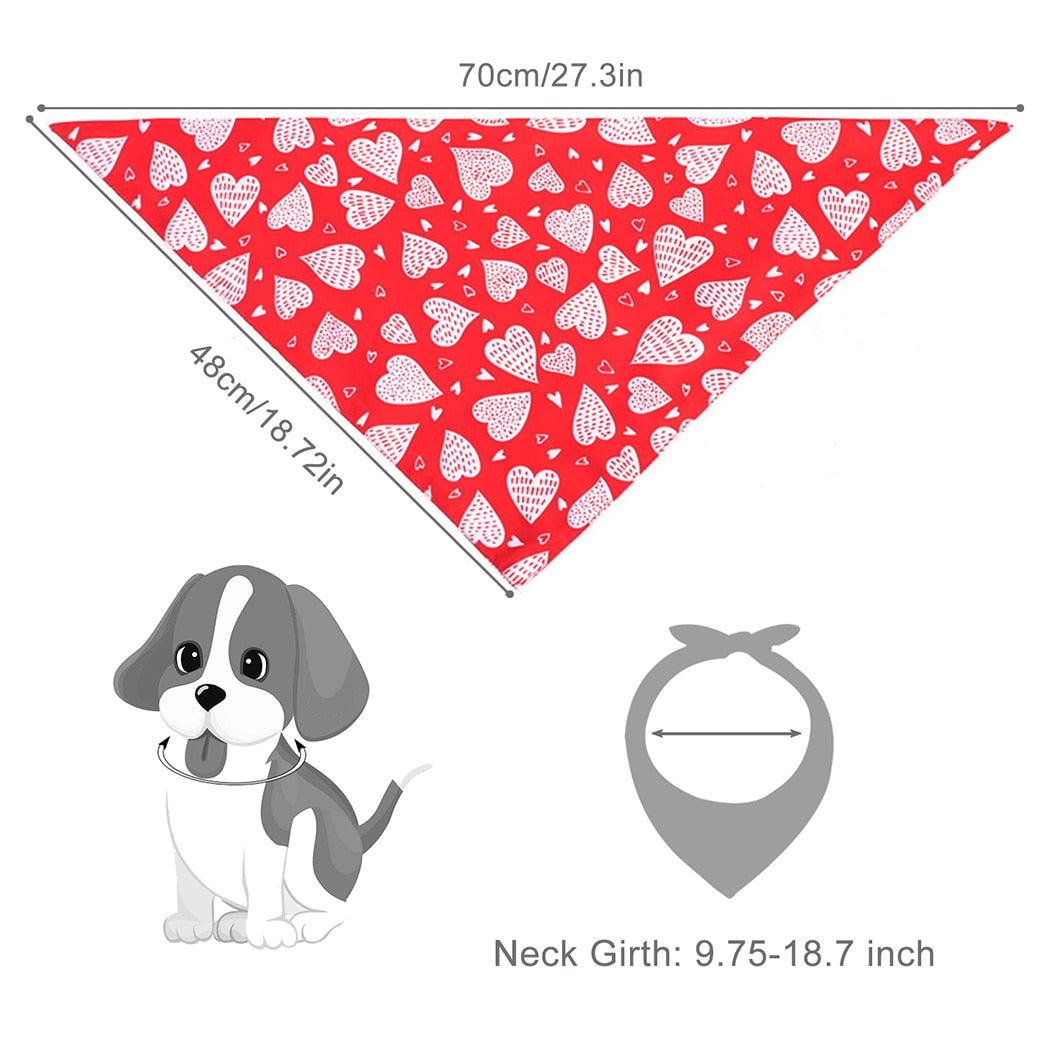 Pet Bandana Heart Letter Printing Dog Bandana Bib Pet Bib For Valentine's Day Cat Dog Clothing Accessories Pet Supplies-ebowsos