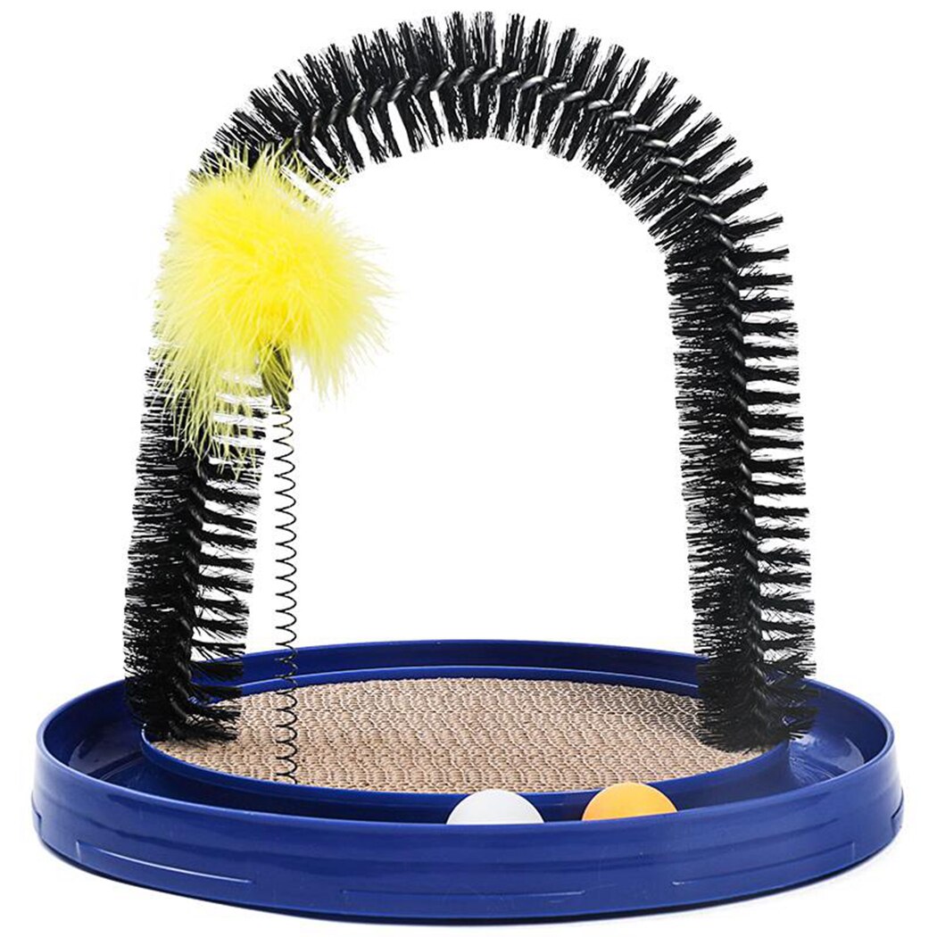 Pet Cat Scratcher Interactive Self-grooming Cat Toy Cat Scratch Board with Catnip Beauty Brush Tool Cat Arch Massager-ebowsos