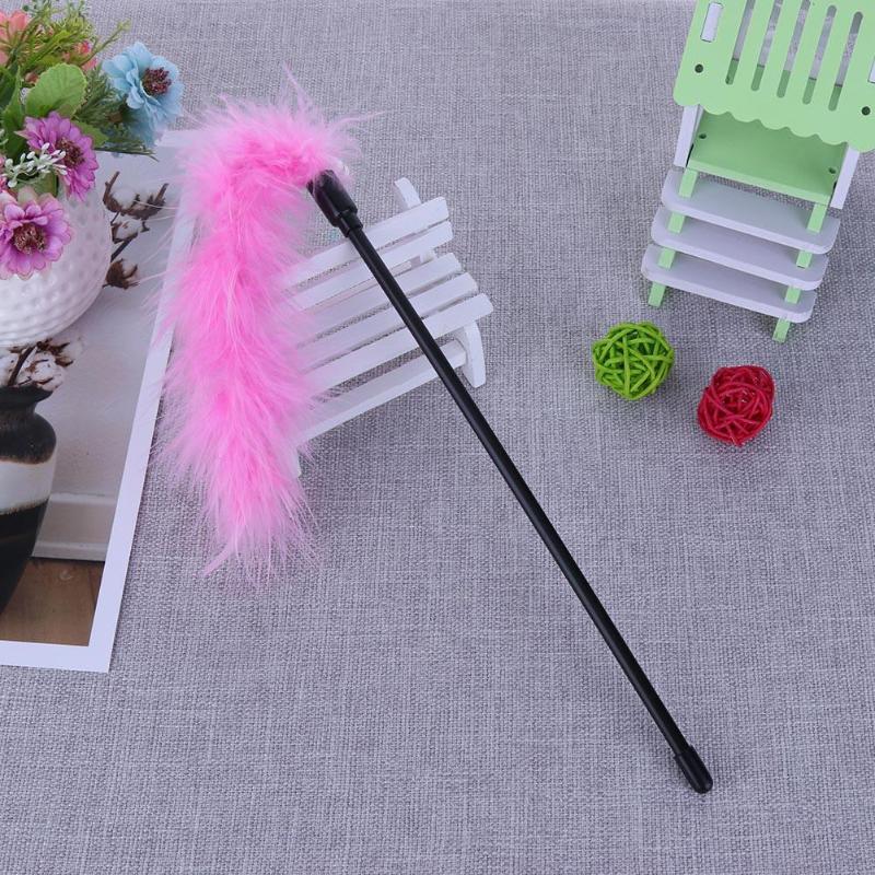 Pet Cat Teaser Feathers Bell Stick Toys Cats Catcher Interactive Training Wand Toys for Cats Cat Catcher Teaser Toy Pet Supply - ebowsos