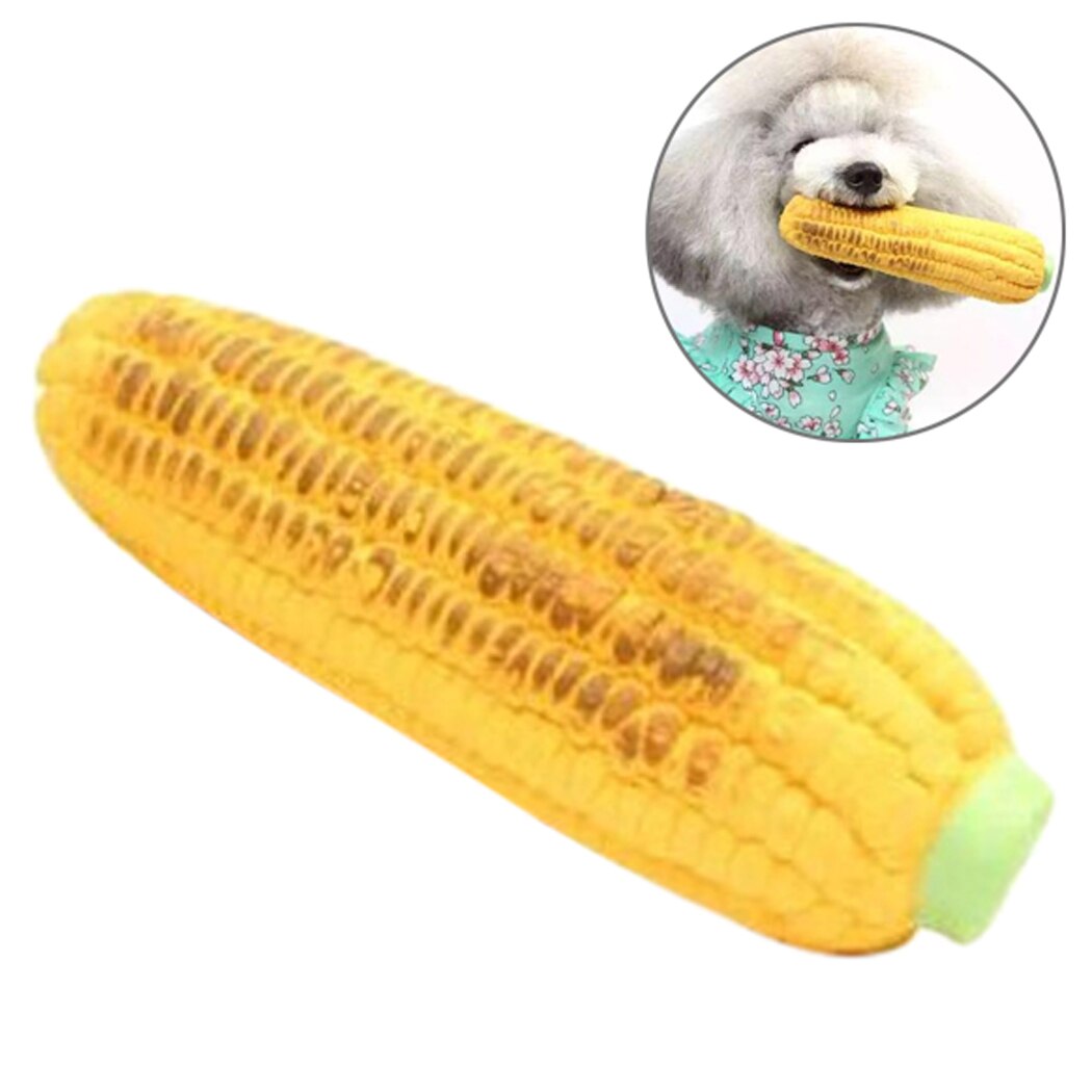 Pet Toy Bite Resistant Interactive Training Baked Corn Latex Food Modeling Toy Chew Toy For Dogs-ebowsos