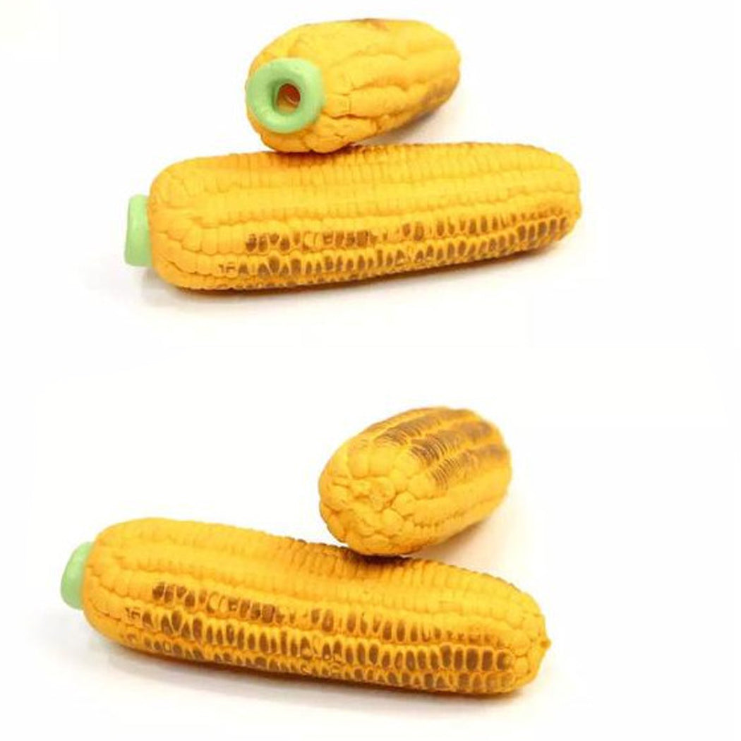 Pet Toy Bite Resistant Interactive Training Baked Corn Latex Food Modeling Toy Chew Toy For Dogs-ebowsos