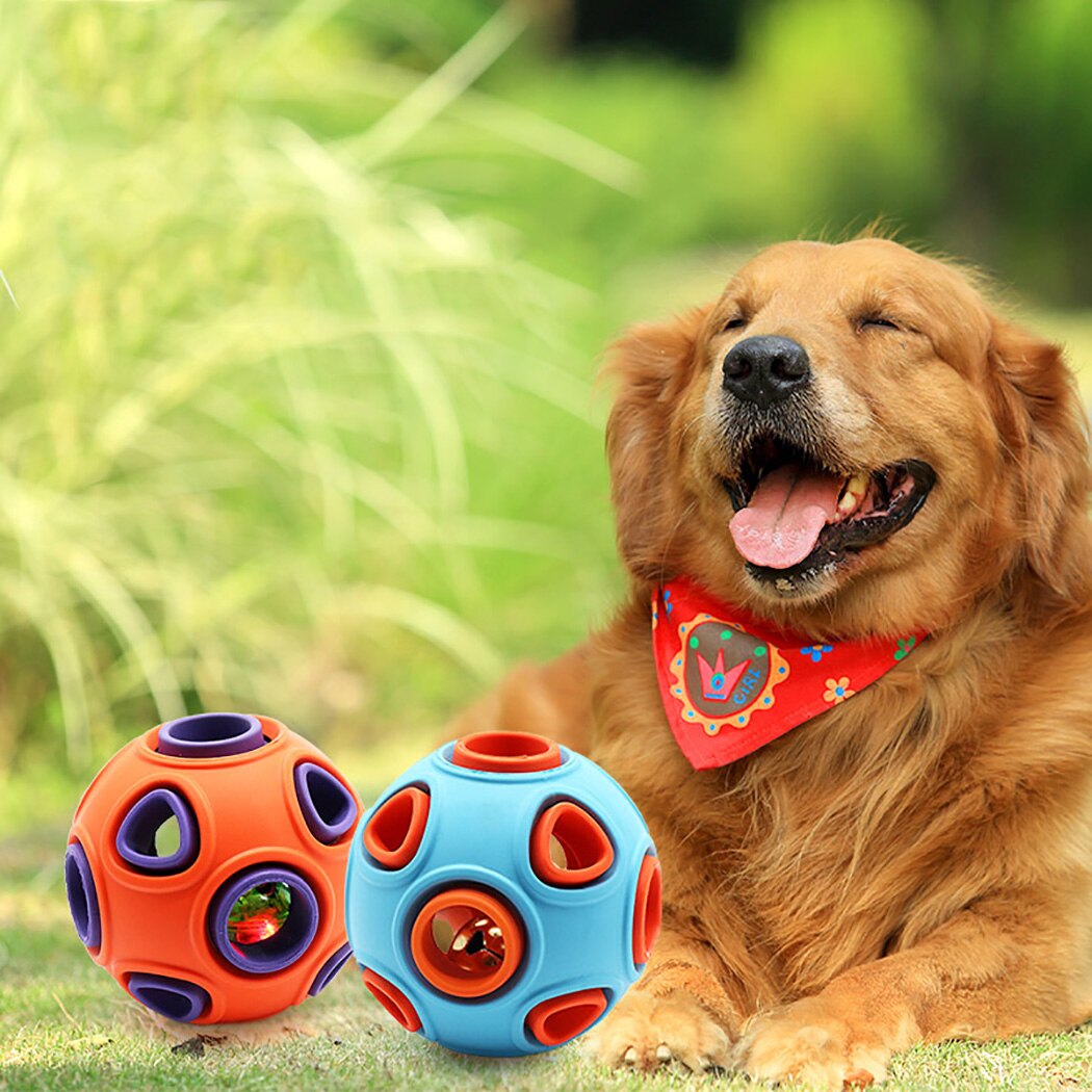 Pet Toy Safety Luminous Durable Bouncy Balls Rubber Bouncy Bite-Resistant Dog Chewing Ball Training Toys With Sound And Light-ebowsos