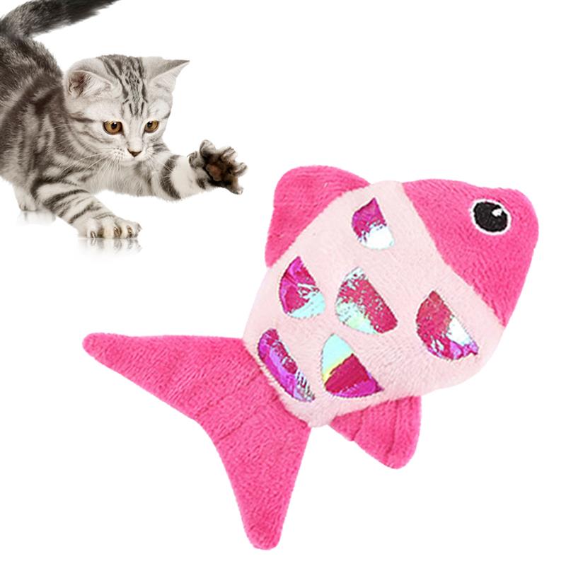 Pet Toys Cute Fish Shape Bite-Resistant Plush Cat Chew Toy Pet Teether Cat Crinkle Toy Pet Supplies Cat Favors-ebowsos