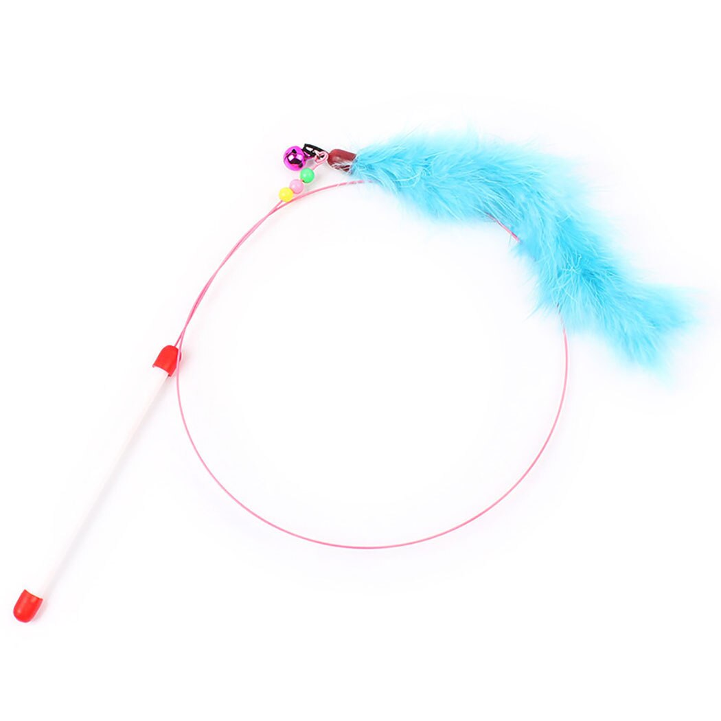 Pet Toys High Toughness Two-Color Feather Wire Funny Cat Stick Solid Color Long Feather Wire Rod Funny Cat Stick Color Random-ebowsos