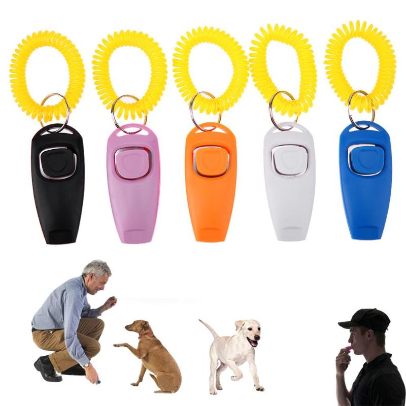 Pet Trainer Clicker Pet Dog Cat Training Sound Key Ring and Wrist Strap - ebowsos