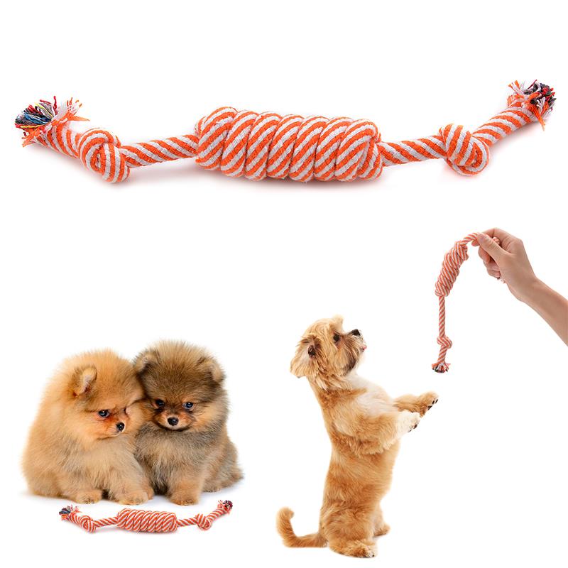 Pet Weave Rope Toys Dog Chewing Toy Doggy Training Knot Grinding Clean Teeth Puppy Chew Bite Resist Cotton Knots toy-ebowsos