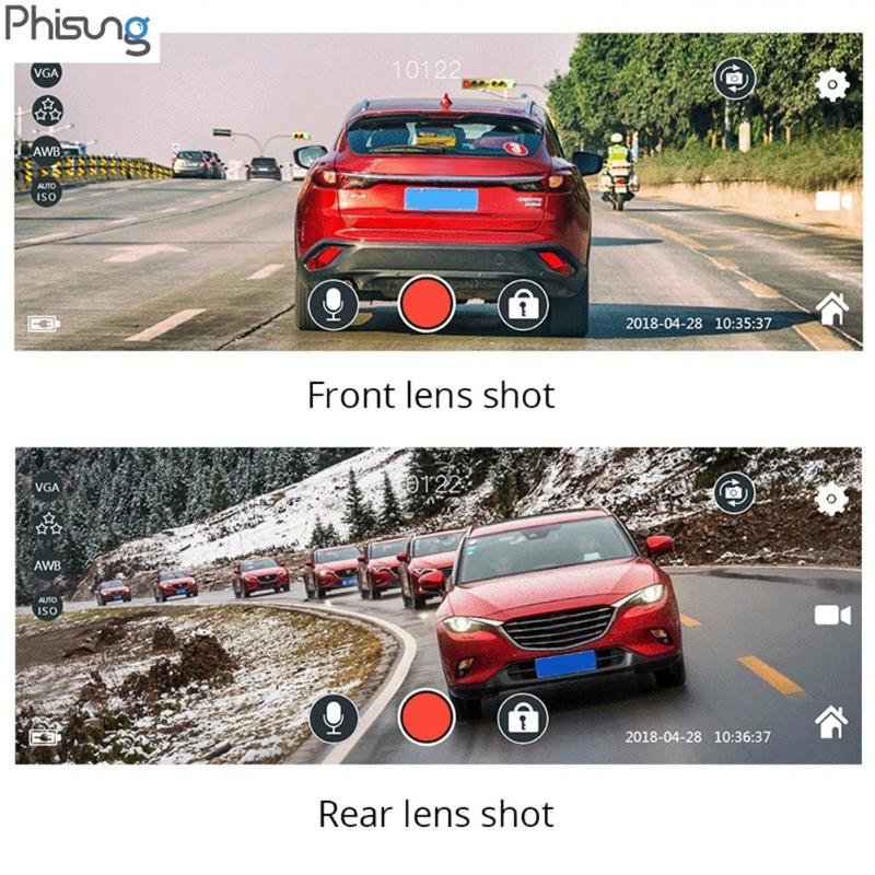 Phisung G900 9.35in Touch Screen Dual Len HD 1296P Car Rearview Mirror DVR Camera Video Recorder Starlight Night Vision Dash Cam - ebowsos