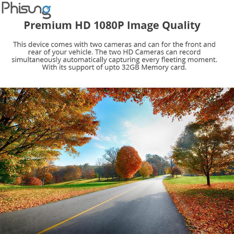 Phisung G900 9.35in Touch Screen Dual Len HD 1296P Car Rearview Mirror DVR Camera Video Recorder Starlight Night Vision Dash Cam - ebowsos