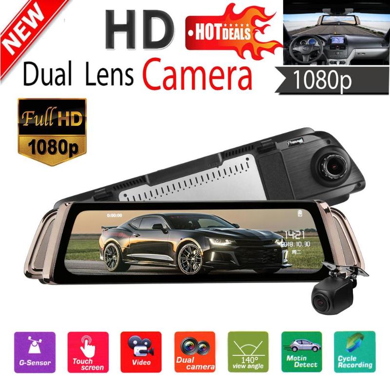 Phisung K1000 9.35 Inch IPS Car Rearview Mirror DVR Camera 1080P FHD Dual Lens Video Recorder Dash Cam G-senor with GPS/TF Card - ebowsos