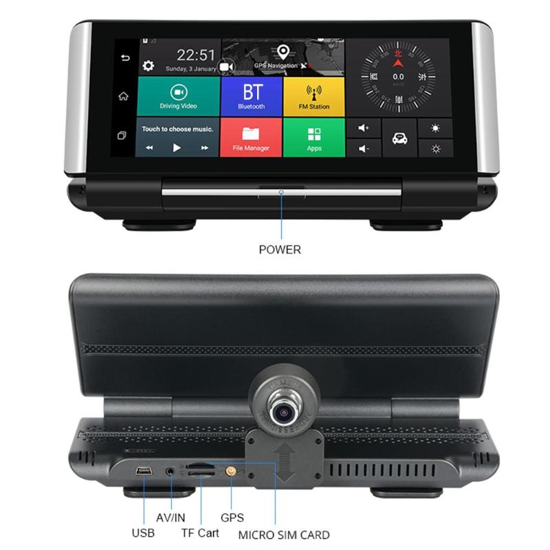 Phisung K6 Center Console 7 Inch Dual Lens Android 5.1 4G Car DVR Camera GPS Navigation ADAS Dash Cam With Wifi Rear View Camera - ebowsos