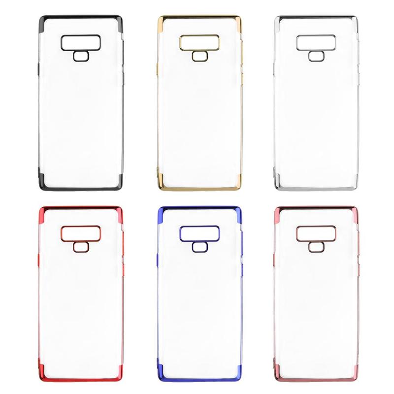 Phone Cases For Galaxy Note 9 Crystal Clear Plating Bumper Soft TPU Rubber Case Cover Transparent Silicone Clear Case Back Cover - ebowsos