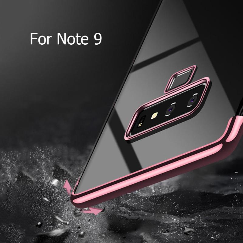 Phone Cases For Galaxy Note 9 Crystal Clear Plating Bumper Soft TPU Rubber Case Cover Transparent Silicone Clear Case Back Cover - ebowsos