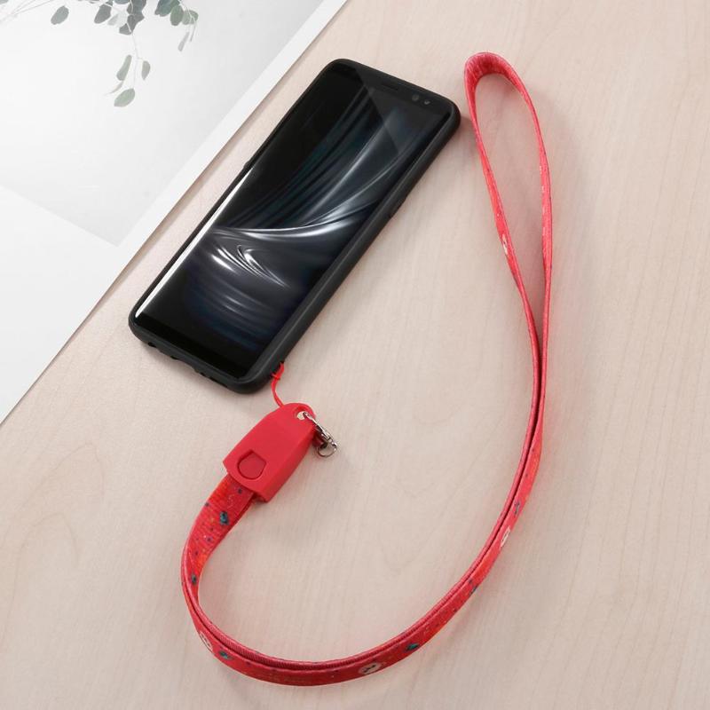 Phone Neck Lanyard Hand Wrist Strap String Type-C Micro USB 8Pin Charging Data Cable for iPhone Android High Quality Phone Cable - ebowsos