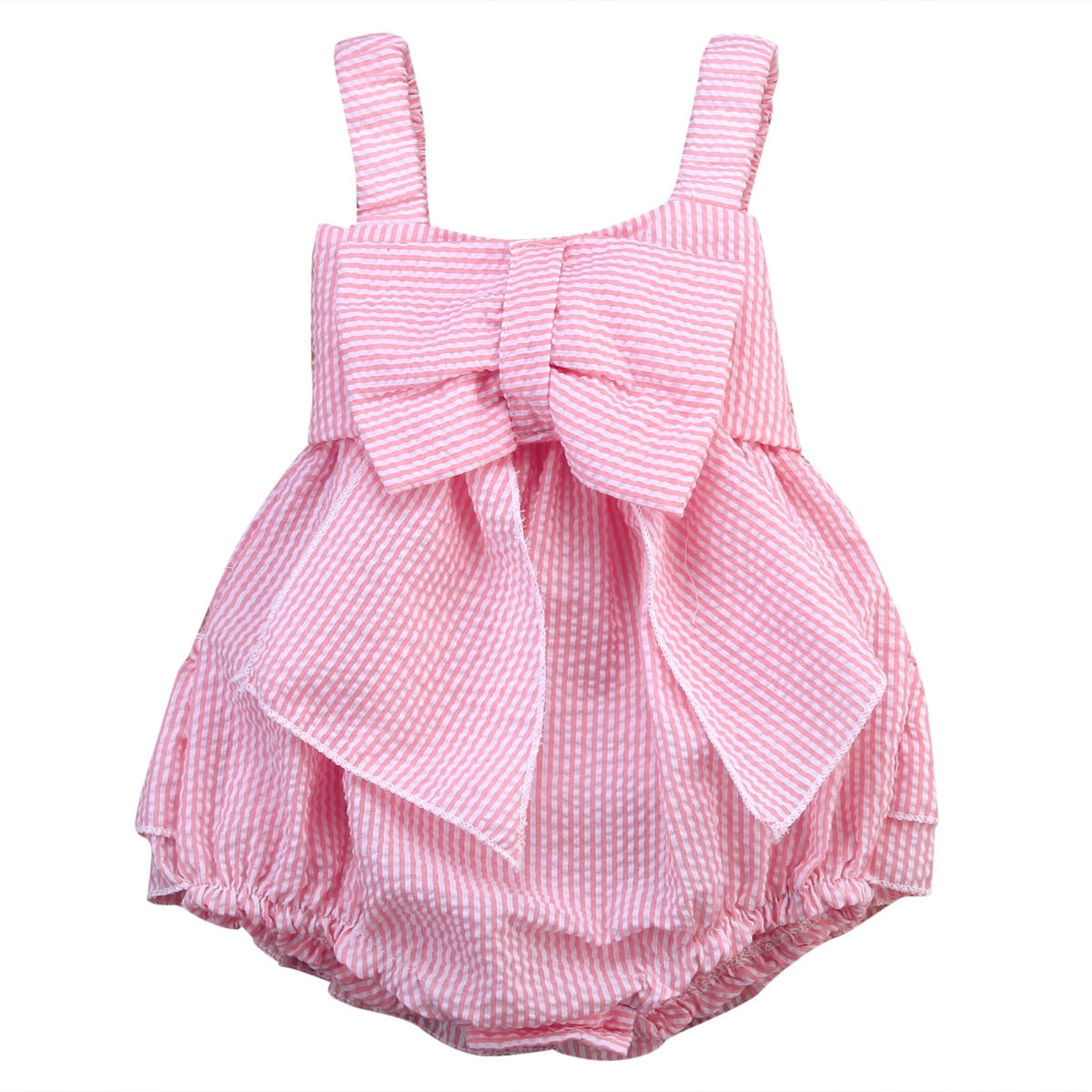 Pink Newborn Kids Baby Girls Bow Bodysuit  Jumpsuit Outfits Summer Clothes - ebowsos