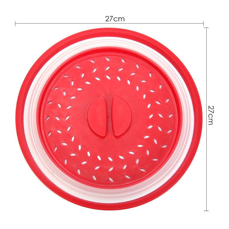 Plastic Foldable Microwave Oven Cover Lid Safety and Non-toxicity Exquisite Kitchen Supply Strainer Washing Basket 27x27x8.5cm - ebowsos