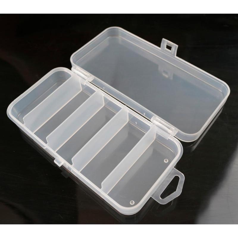 Plastic Waterproof 5 Compartments Fishing Tackle Box Fish Lure Hook Bait Storage Case Organizer Container Plastic Box-ebowsos