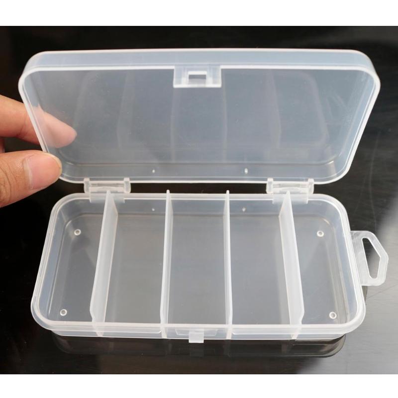 Plastic Waterproof 5 Compartments Fishing Tackle Box Fish Lure Hook Bait Storage Case Organizer Container Plastic Box-ebowsos