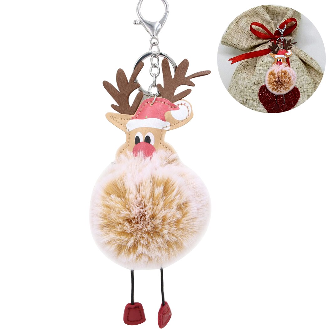 Plush Santa Claus Hair Ball Keychain Pendant Christmas Elk Hairball Bag Reindeer Gift Pendant Party Decoration Supplies-ebowsos