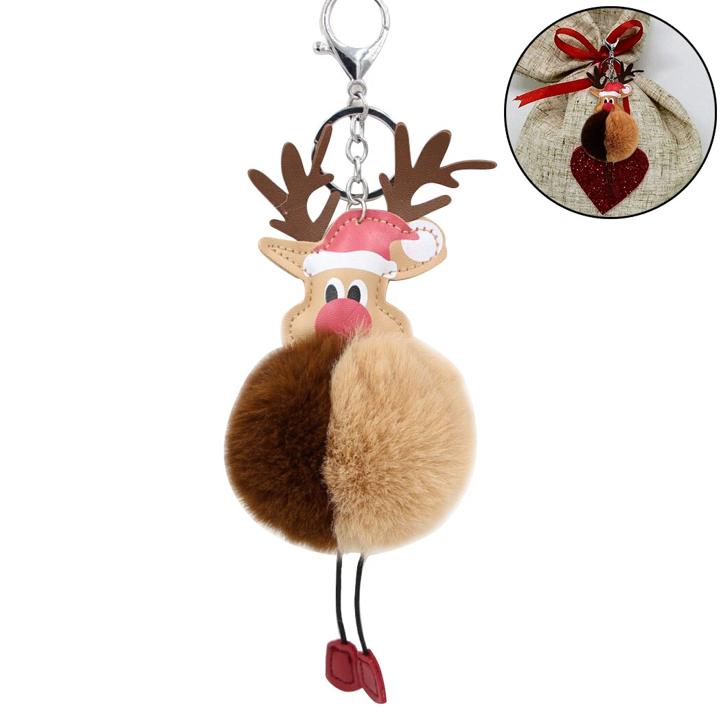 Plush Santa Claus Hair Ball Keychain Pendant Christmas Elk Hairball Bag Reindeer Gift Pendant Party Decoration Supplies-ebowsos