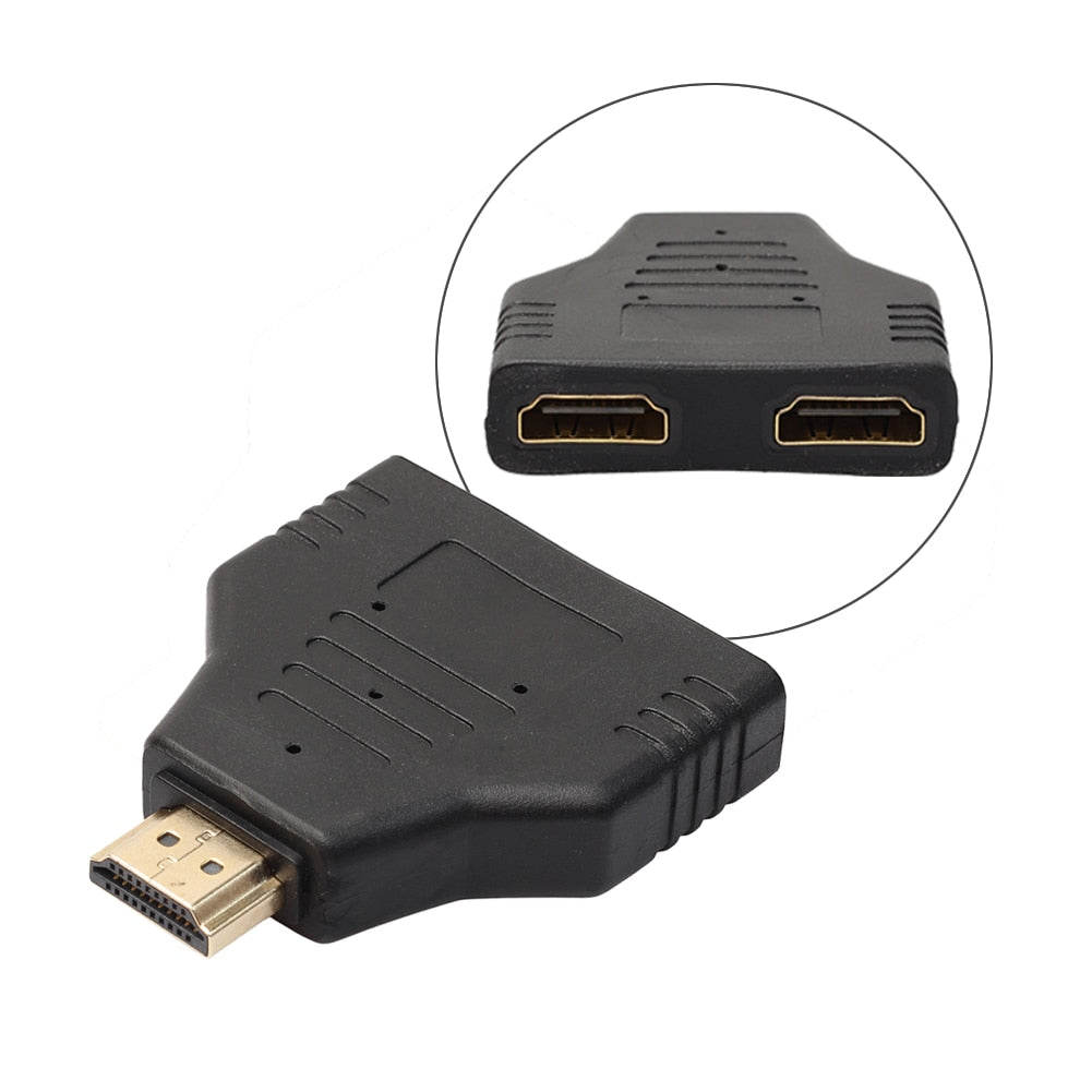 Portable 1080P HDMI Male to 2 Female 1 In 2 Out Splitter Adapter Protector Hi Speed 1x2 HDMI Splitter Converter High Quality - ebowsos