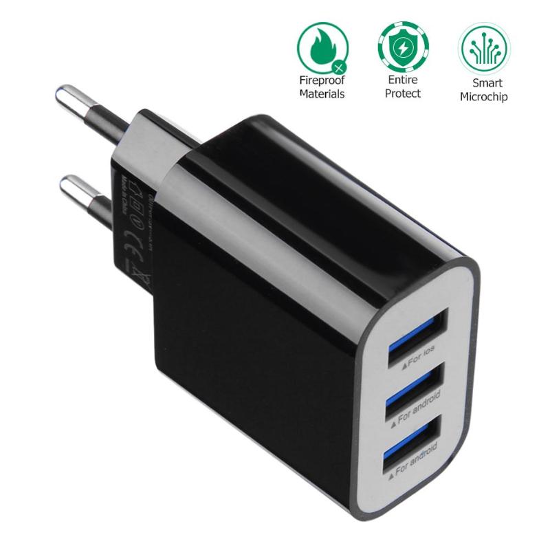 Portable 3-Ports 5V 3.1A USB Charger Universal Quick Charge 2.0 Mobile Phone Charger Wall Travel Chargers For Xiaomi Samsung - ebowsos