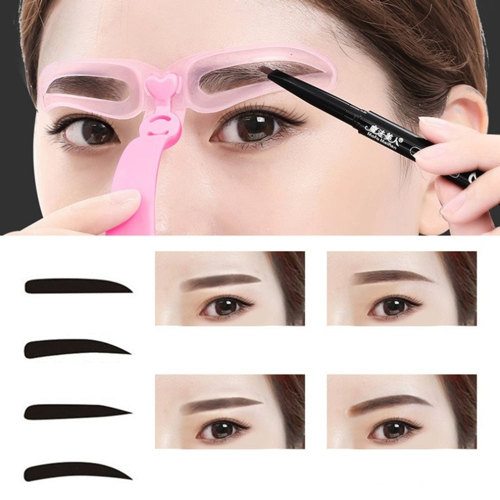 Portable 4 type Eyebrow Shaping Stencils Eye Brow Guide Template Kit Makeup DIY Tool Portable Women Makeup Accessories - ebowsos
