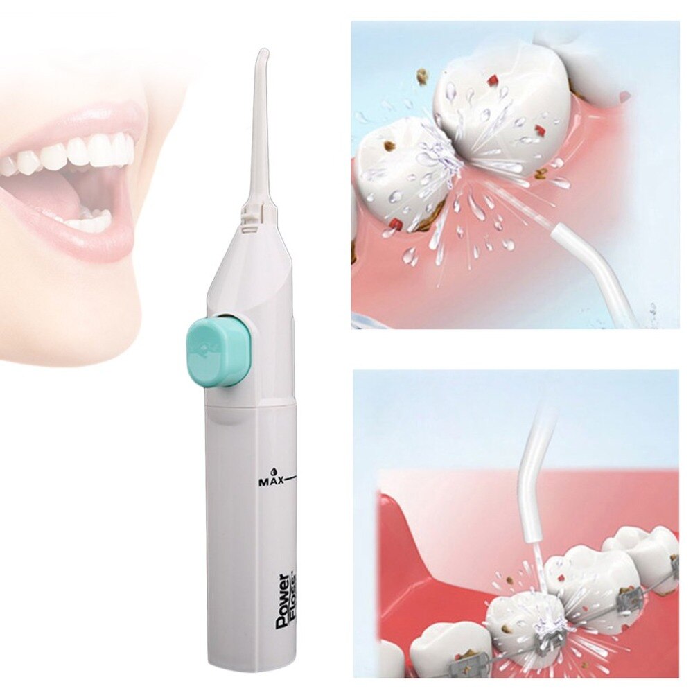 Portable Air Powered Floss Dental Water Jet Cords Tooth Pick Dental Cleaning Whitening Teeth Kit Mouth Cleaner No Batteries - ebowsos