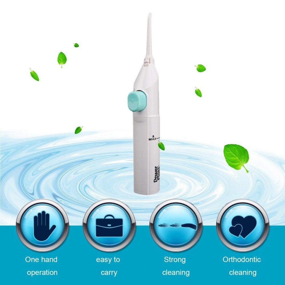 Portable Air Powered Floss Dental Water Jet Cords Tooth Pick Dental Cleaning Whitening Teeth Kit Mouth Cleaner No Batteries - ebowsos