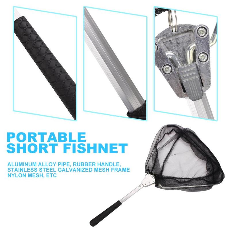 Portable Aluminium Alloy Pole Net Single Triangle Folding Fish Landing Net-ebowsos