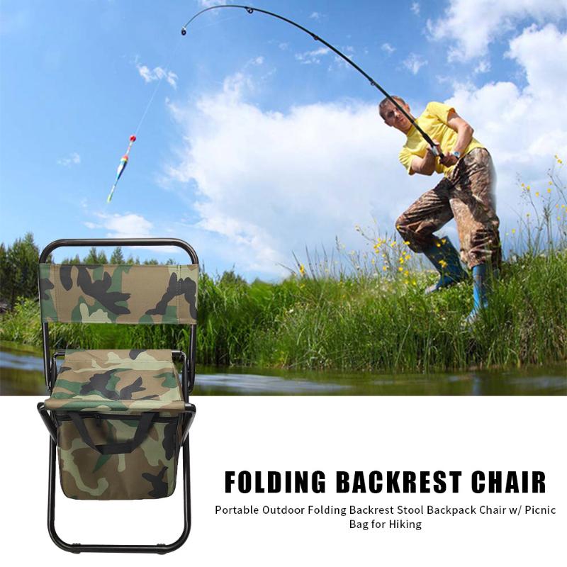 Portable Backpack Stool Folding Backrest Chair Environmental Protection and Durability with Bag Camo for Outdoor Fishing-ebowsos