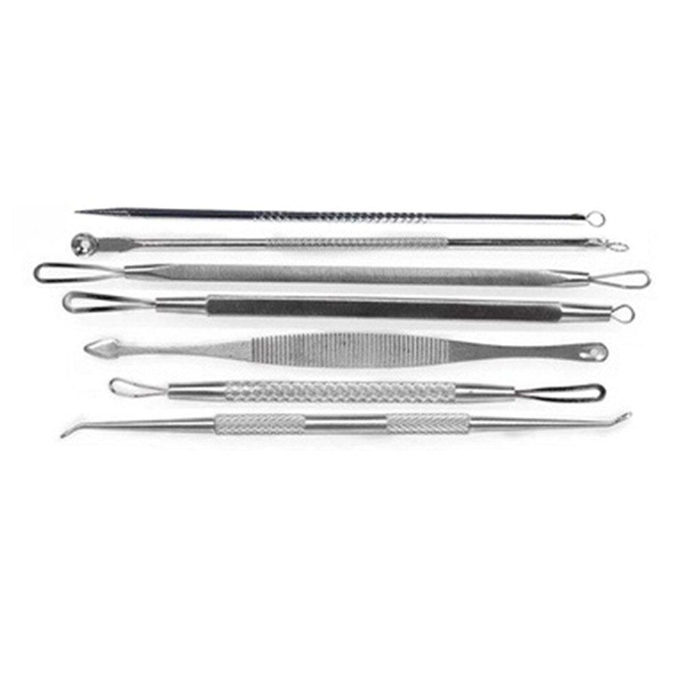 Portable Mini 7Pcs/Set Stainless Steel Removers Suit Acne Needle Hemorrhoids Needle Blackheads Removal Tools Kit - ebowsos