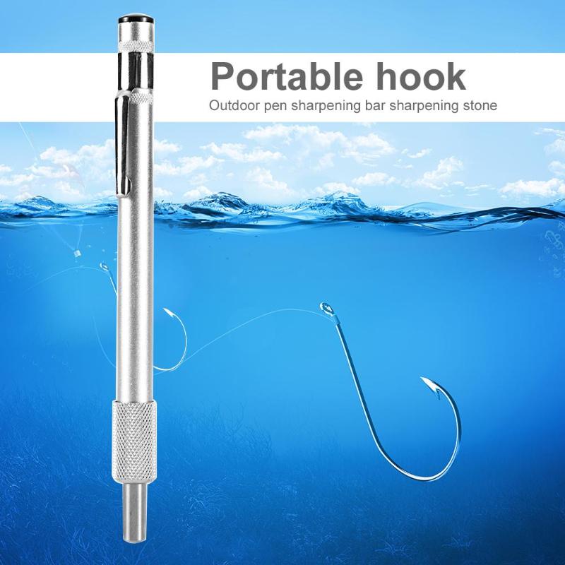 Portable Pen Shape Cutter Sharpener Diamond Plated Fishhook Grindstone Tool-ebowsos
