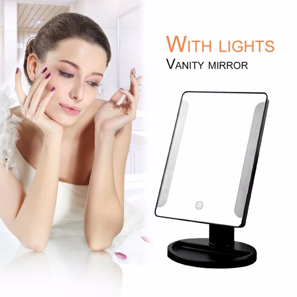 Portable Size LED Desktop Makeup Mirrors Professional Bathroom Bedroom 360 Degree Rotation Countertop Mirrors Make up Tool - ebowsos