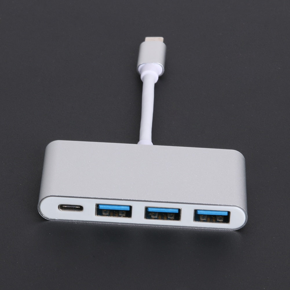 Portable UBS 3.1 Type-C to 3 USB 3.0 USB-C Fast Charging Port HUB Adapter Cable male connector to 3 USB 3.0 - ebowsos