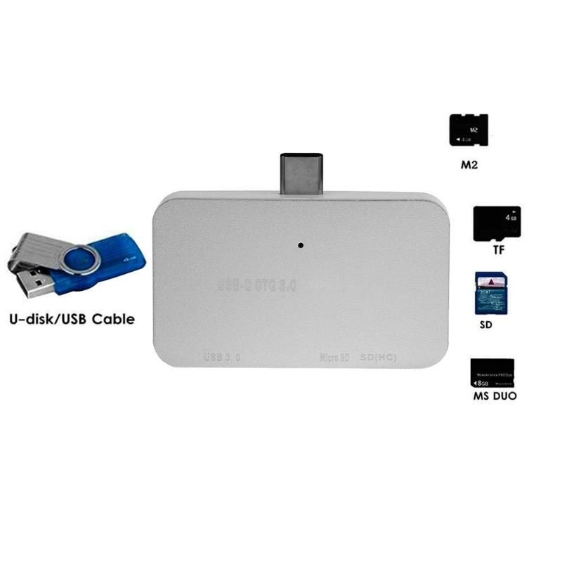 Portable USB 3.0 Type-C Hub USB-C Splitter Extender Multifunctional Micro SD TF SD(HD) Card Reader Memory Cardreader - ebowsos
