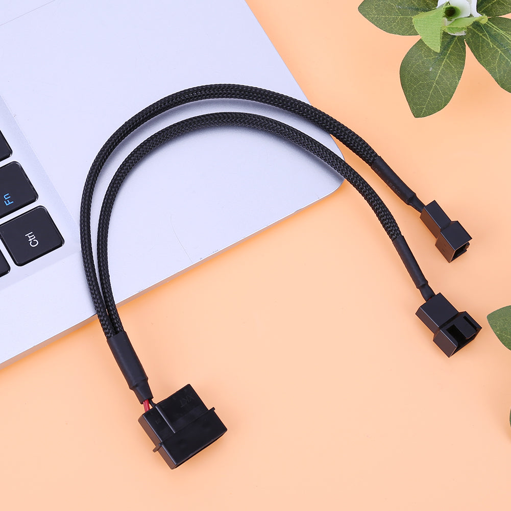 Power Cable 27cm 12V 4pin to 2-Port 3Pin/4Pin Cooler Cooling Fan Splitter Power Cable Supply Plug for PC Fan - ebowsos