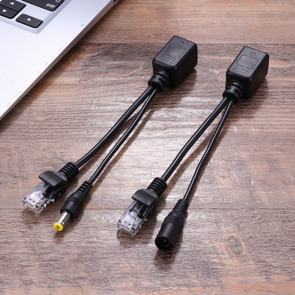 Power Over Ethernet PoE Adapter Injector + Splitter Kit PoE Cable Black High Quality - ebowsos