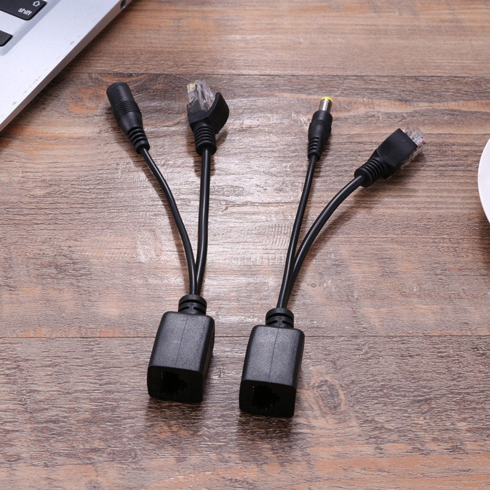 Power Over Ethernet PoE Adapter Injector + Splitter Kit PoE Cable Black High Quality - ebowsos