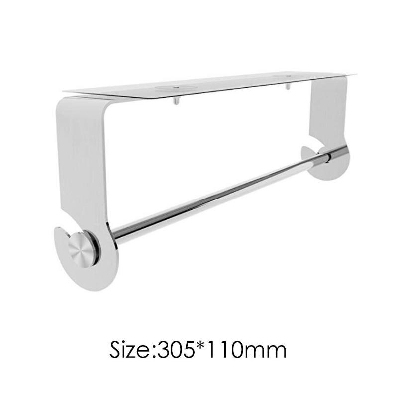 Practical Adhesive Roll Paper Holder Fashion Wall Hanging Creative Stainless Steel Towel Rack Kitchen Bathroom Tools - ebowsos