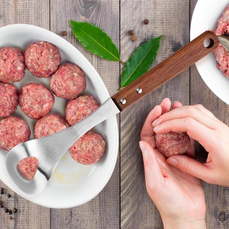 Practical Creative Stainless Steel Non-Stick Meatball Mold Multipurpose Spoon Kitchen Hanging Hole Design Tools Accessories - ebowsos