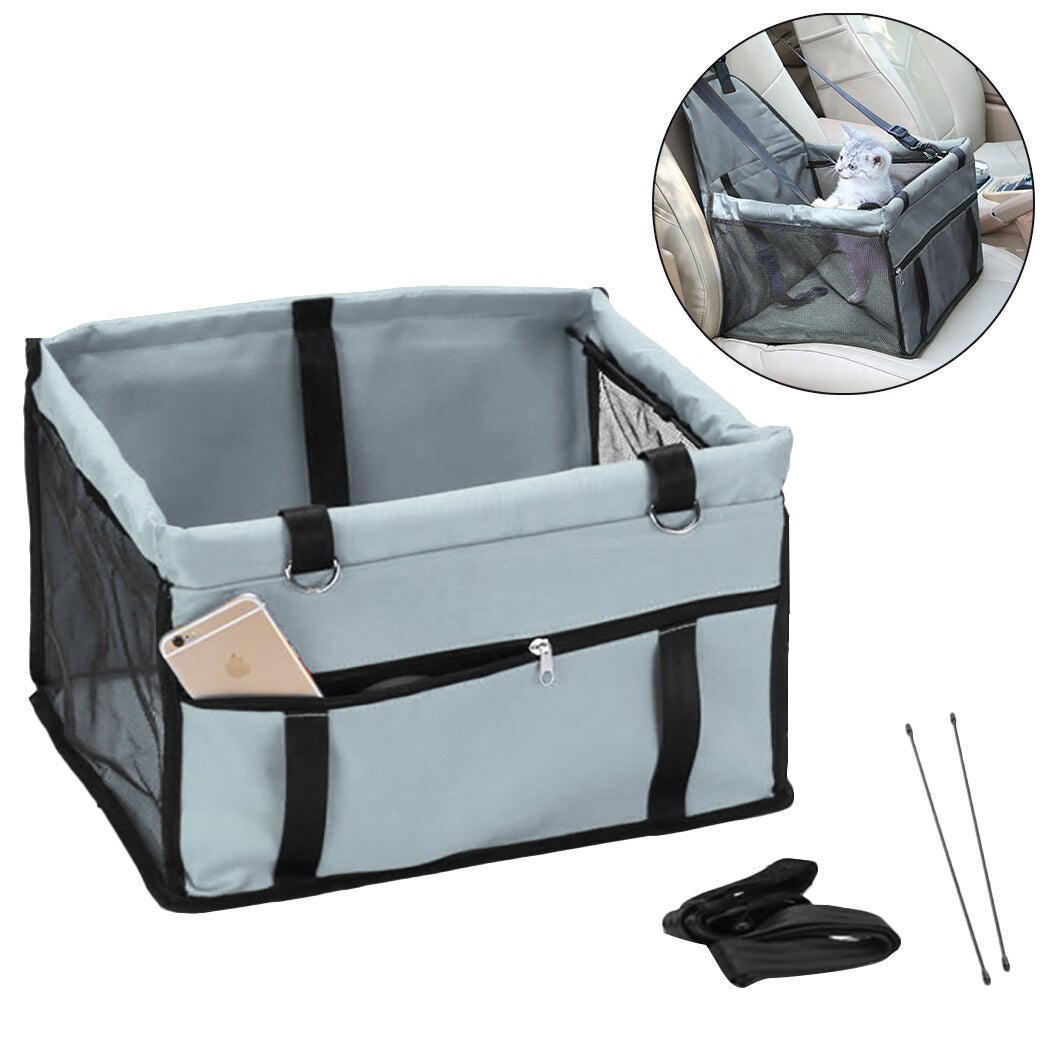 Practical Pet Car Seat Gauze Bag Breathable Waterproof Folding Cat Car Seat Dog Booster Seat-ebowsos