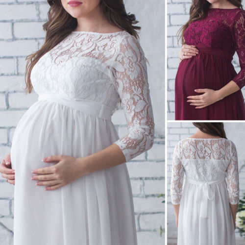 Pregnant Mother Dress New Maternity Photography Props Women Pregnancy Clothes Lace Dress For Pregnant Photo Shoot Clothing - ebowsos